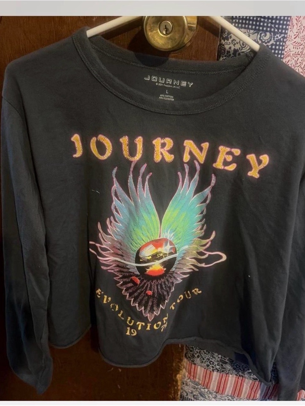 Journey womens Black Long-Sleeve Graphic Tour Tee